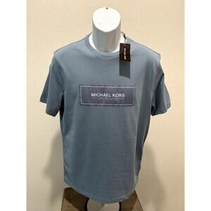 Michael Kors Mens Flagship Short Sleeve T-Shirt Top Chambray Small 100% Cotton